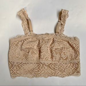 NWT Aerie Castaway Lace Longline Bandeau in Flax